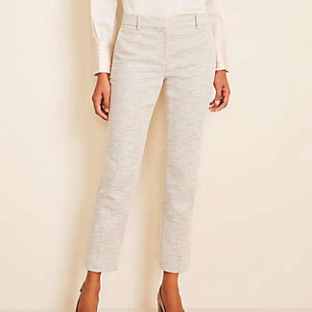 NEW Ann Taylor Textured Ankle Pant in Cream/Gray - Size 6